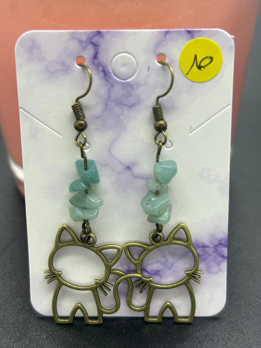 Boucles d’oreilles chatounes Aigue marine