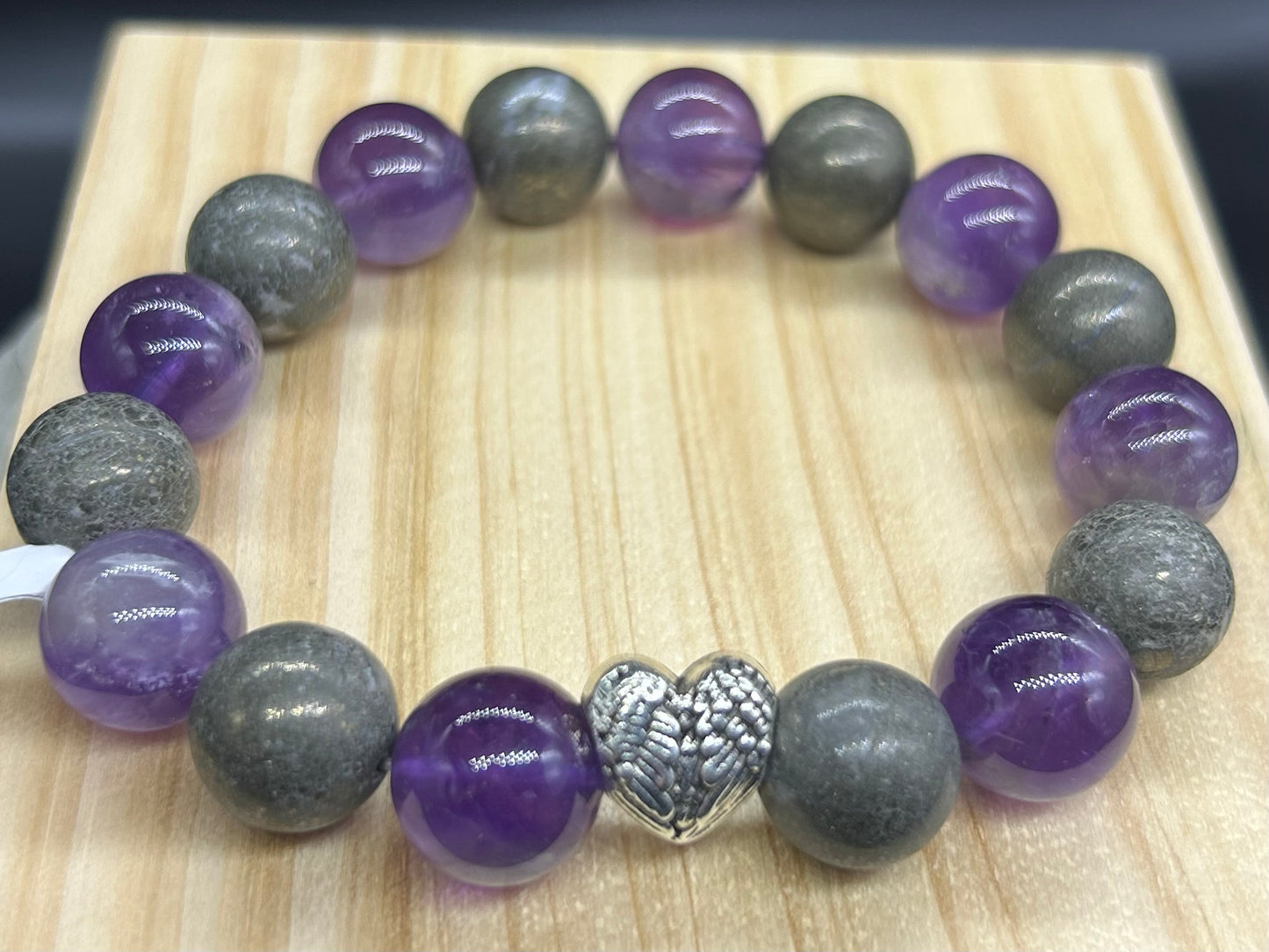 Bracelet coeur Améthyste/Pyrite