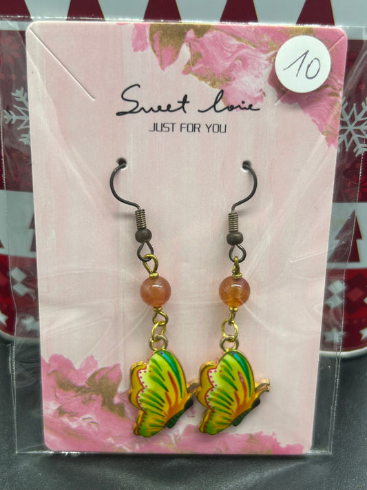 Boucles d’oreilles Cornaline papillon