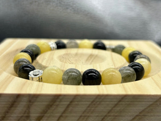 Bracelet Obsidienne/Labradorite/Calcite jaune
