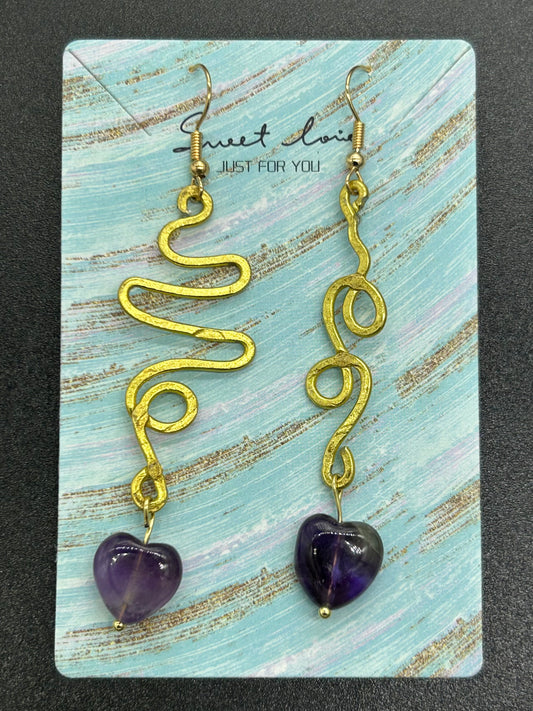 Boucles d’oreilles cœur Améthyste