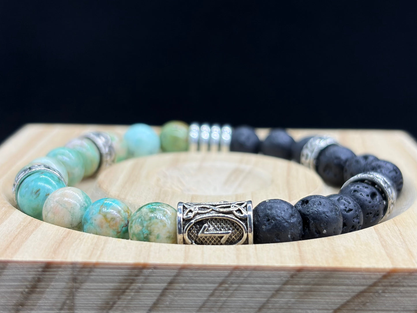 Bracelet Viking Pierre de lave et Turquoise
