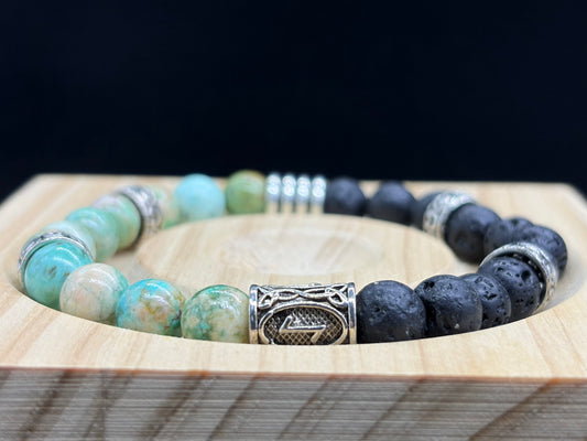 Bracelet Viking Pierre de lave et Turquoise