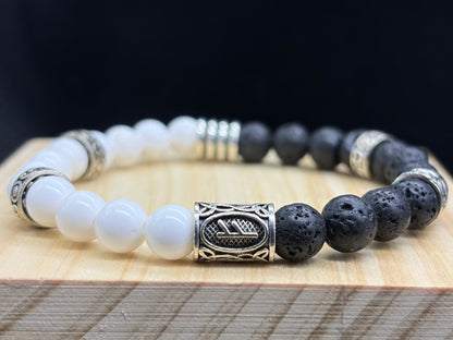 Bracelet Viking Pierre de lave et Magnésite
