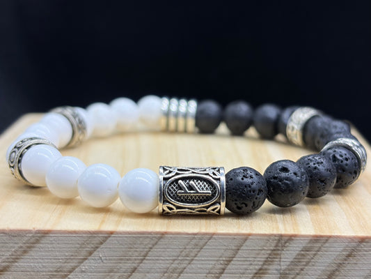 Bracelet Viking Pierre de lave et Magnésite