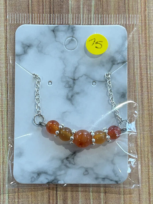 Bracelet de Cornaline sur chaîne argentée
