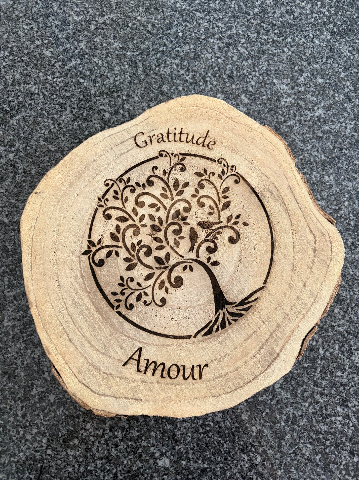 Plateau en bois Gratitude et Amour