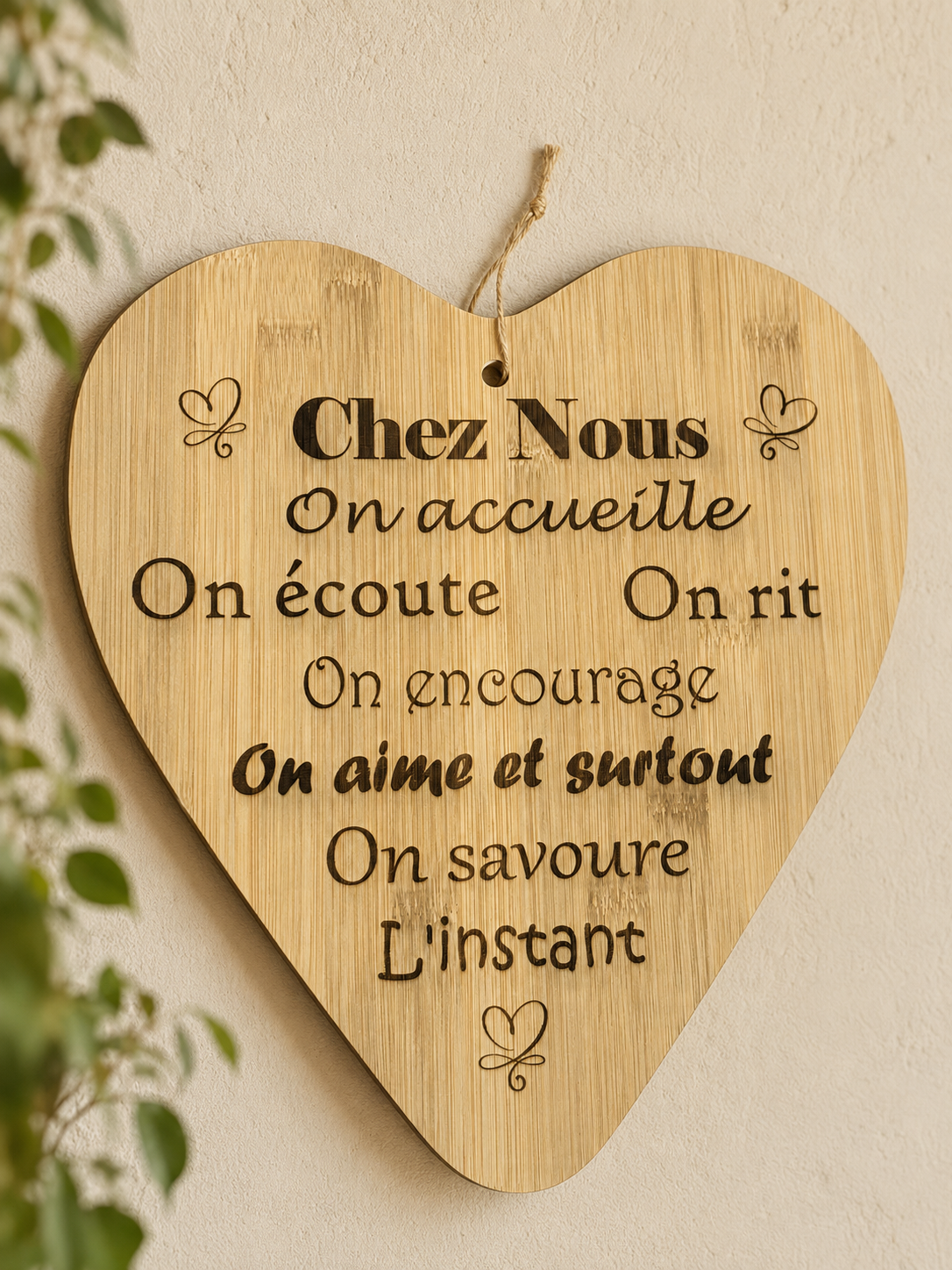 Cœur Bambou « Chez nous »