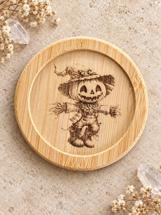 Sous verre bois Halloween Épouvantail