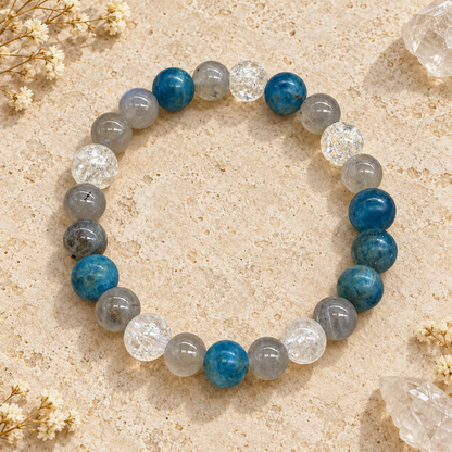 Bracelet Apatite, Cristal de Roche et Labradorite