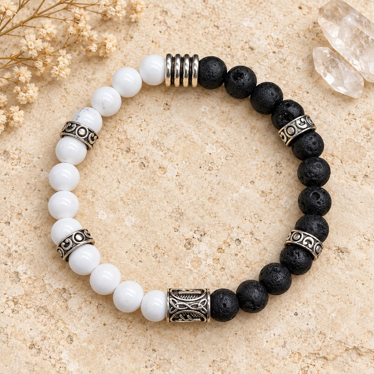 Bracelet Viking Pierre de lave et Magnésite