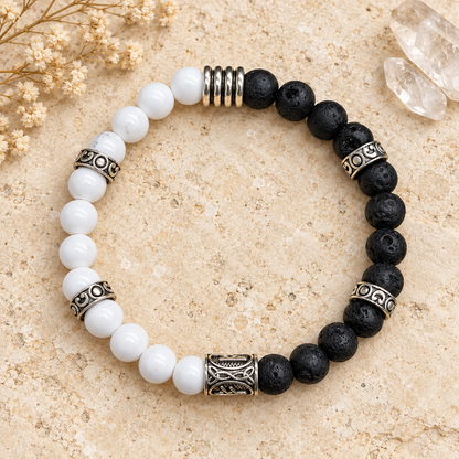 Bracelet Viking Pierre de lave et Magnésite
