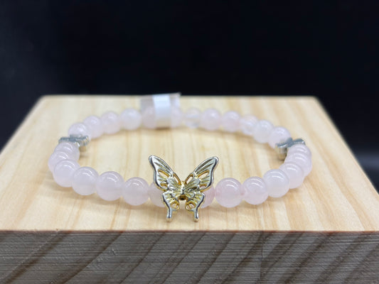 Bracelet papillon Quartz rose