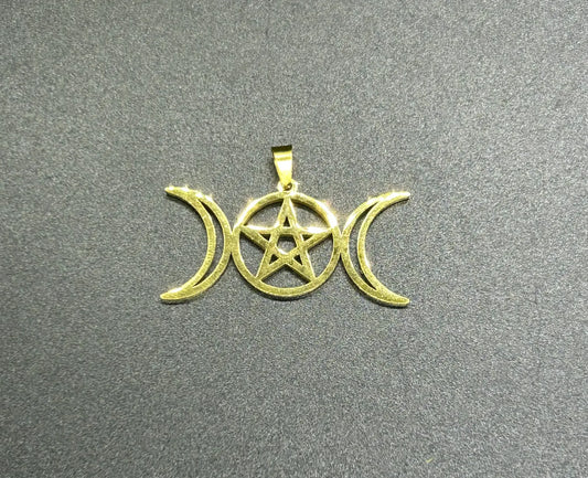 Pendentif Witchy triple lune doré