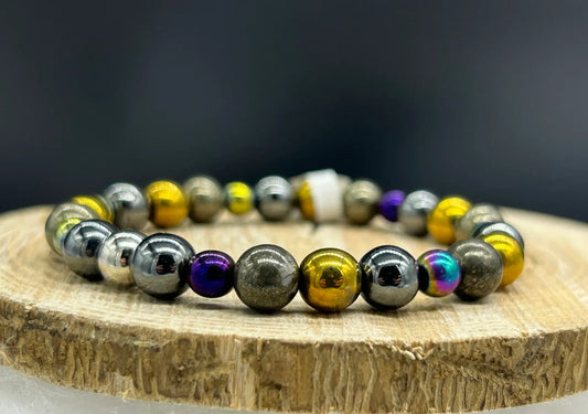 Bracelet Pyrite mixte Hématite irisée