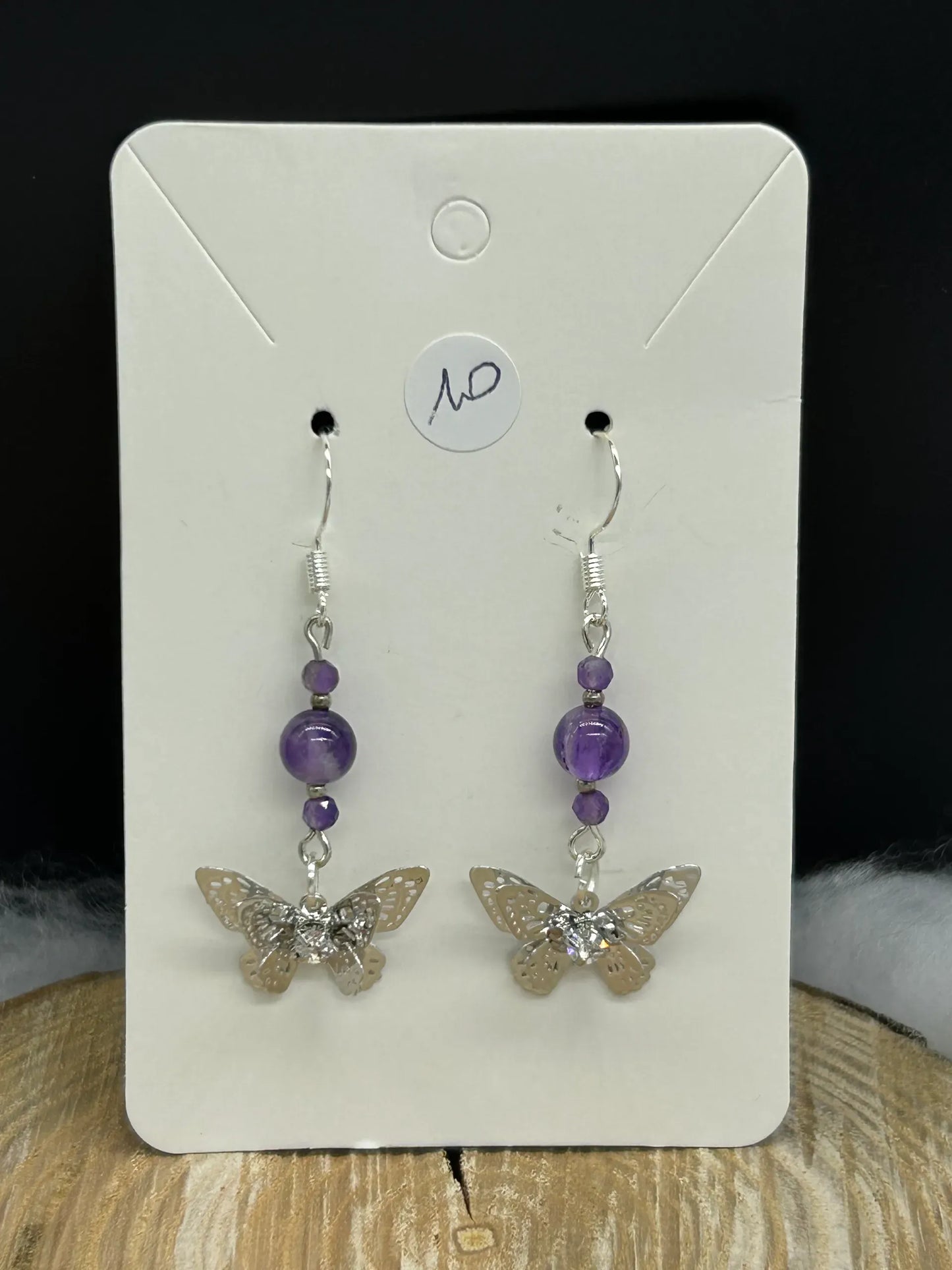Boucles d'oreilles Papillon Améthyste