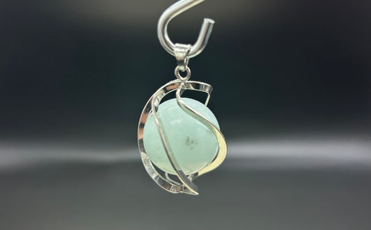 Pendentif spirale Aigue marine