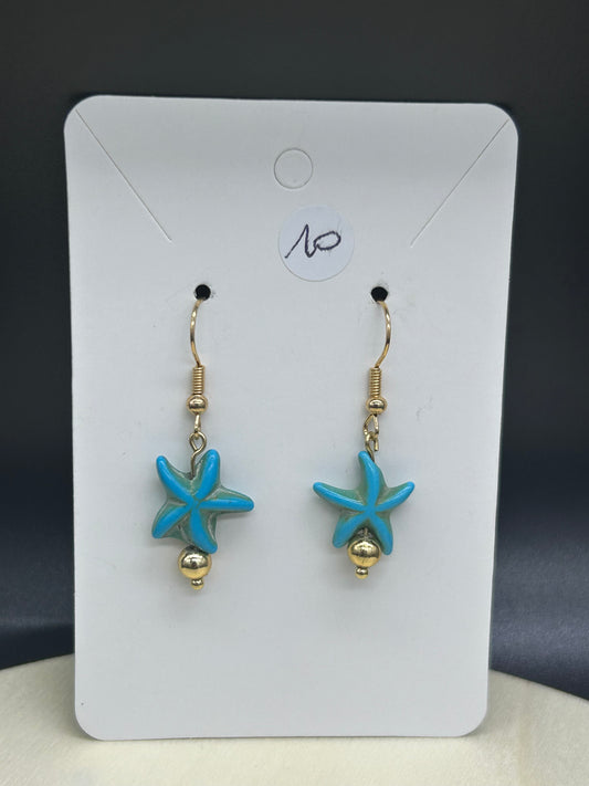 Boucles d'oreilles Etoiles de Mer Howlite teintée