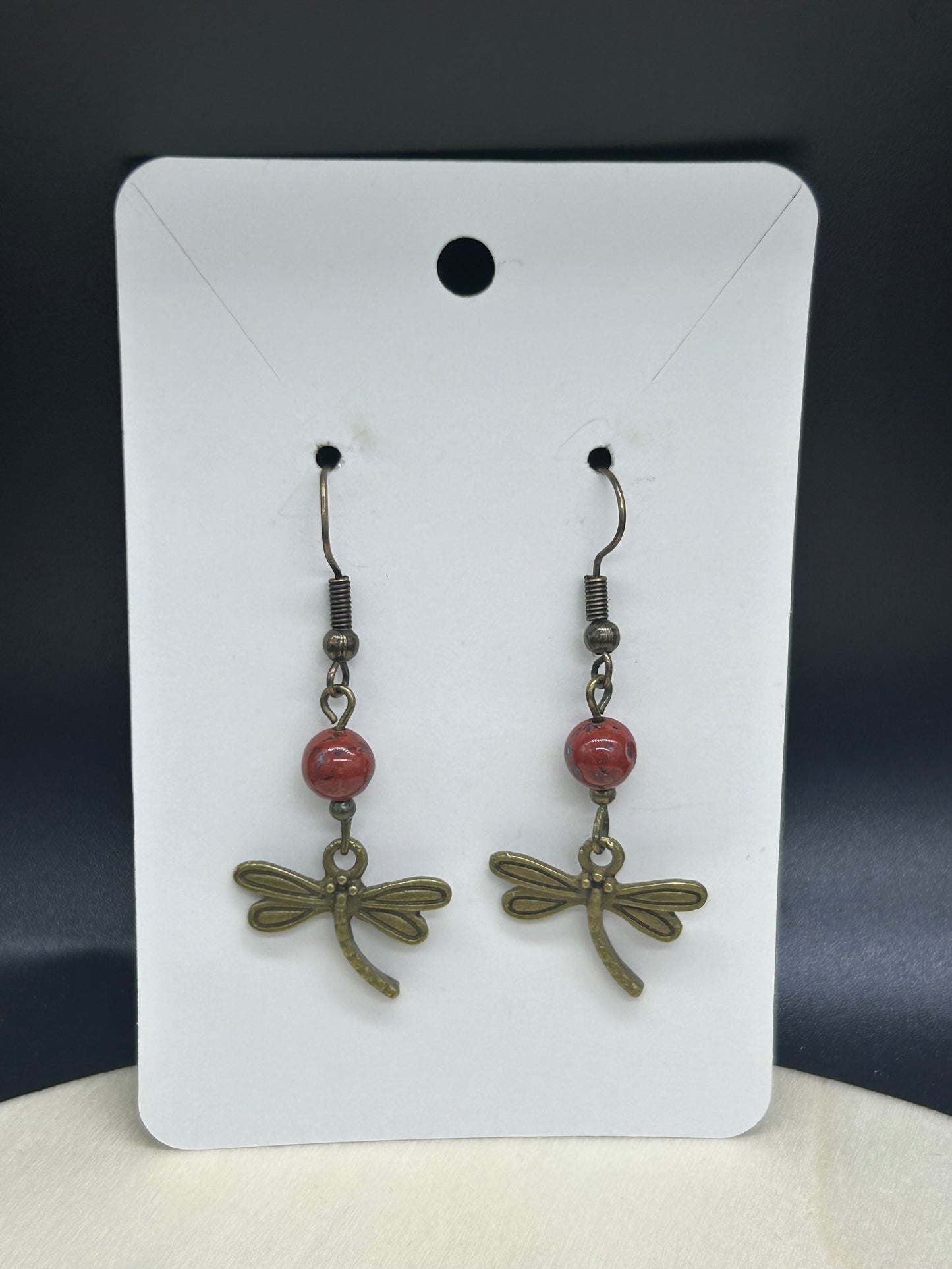 Boucles d'oreilles libellules Jaspe rouge