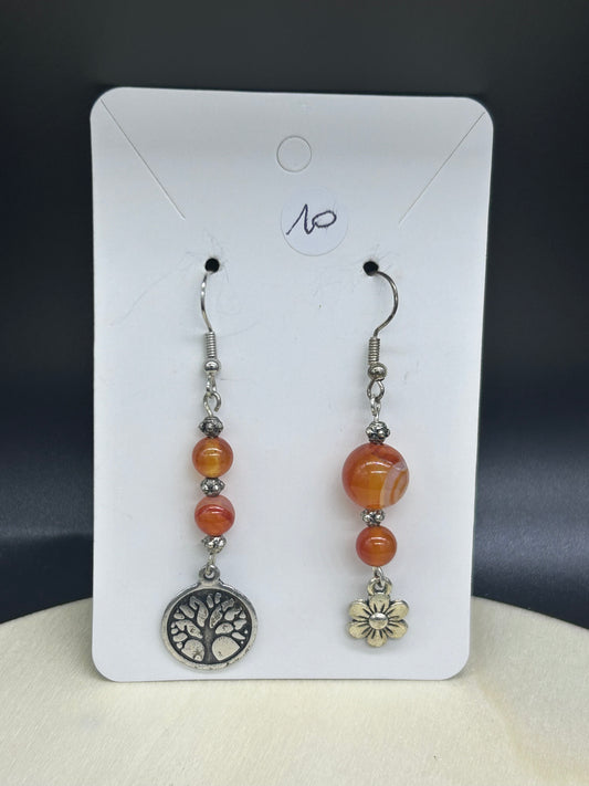 Boucles d'oreilles asymétriques Cornaline