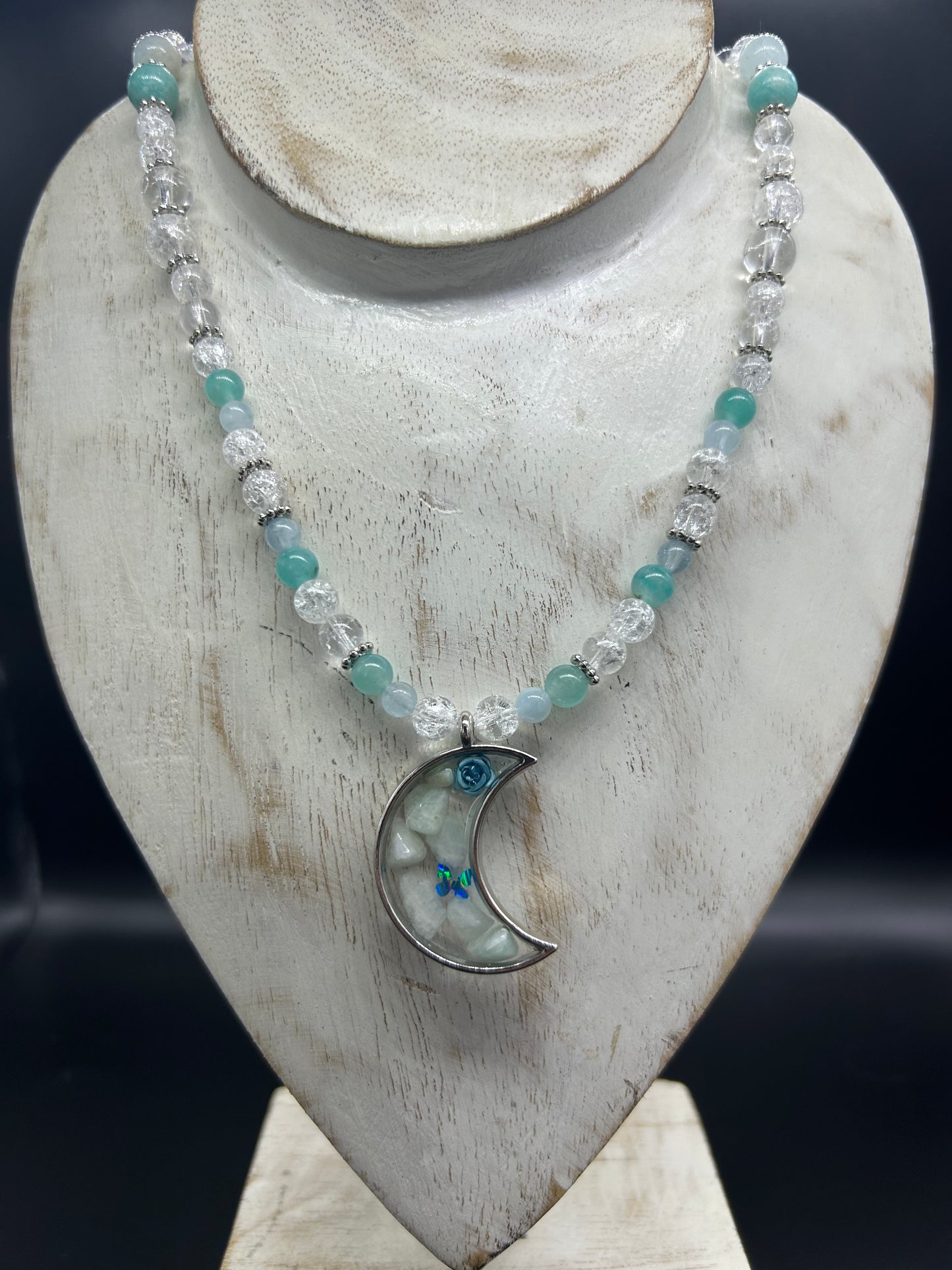 Collier Epoxy luna Amazonite Cristal de roche