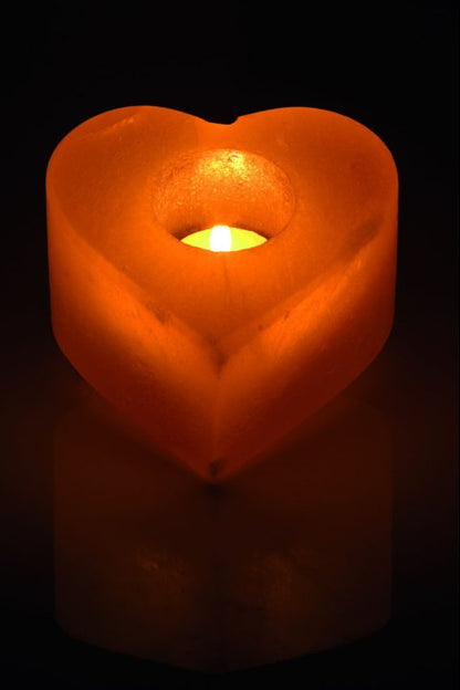 Bougeoir en Cristal de Sel Naturel Coeur