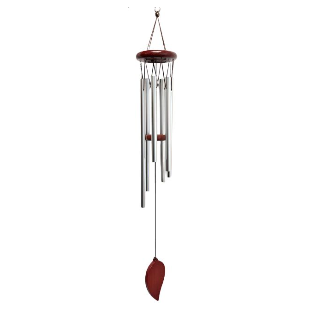 Carillon feuilles en bois tube alu