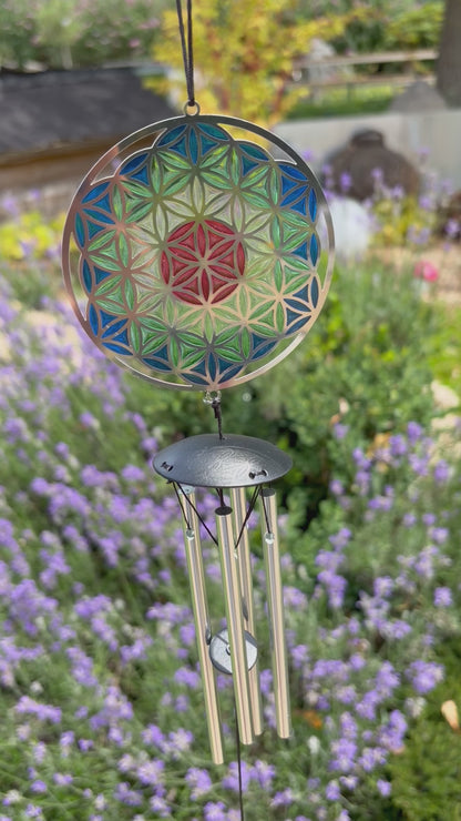 Carillon à vent Attrape-soleil Fleur de Vie