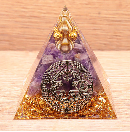 Pyramide orgonite cercle magique Améthyste