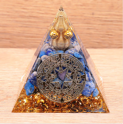 Pyramide orgonite cercle magique Lapis Lazuli